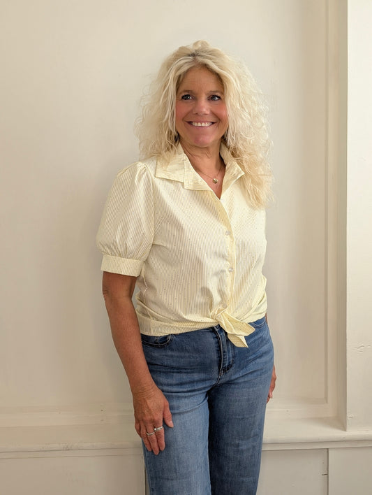 Shimmer & Stripes Blouse - Geel