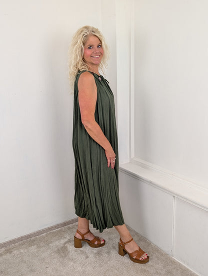 Azzura maxi dress beads - Groen