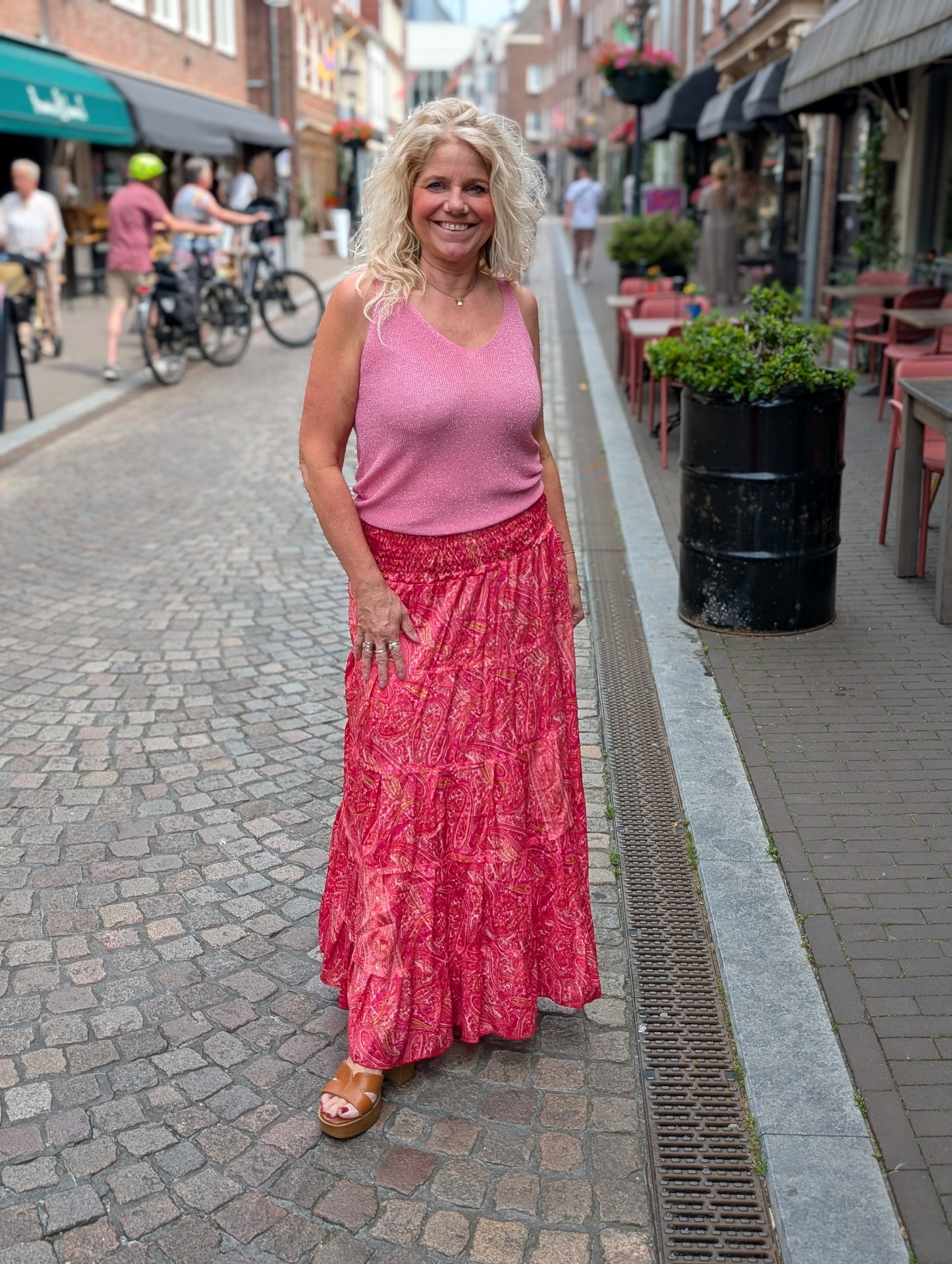 Sunset paisley maxi rok - Koraal roze
