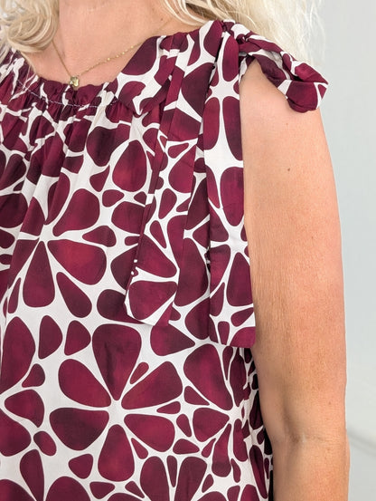 Print jurk flower map Nicolle - Bordeaux