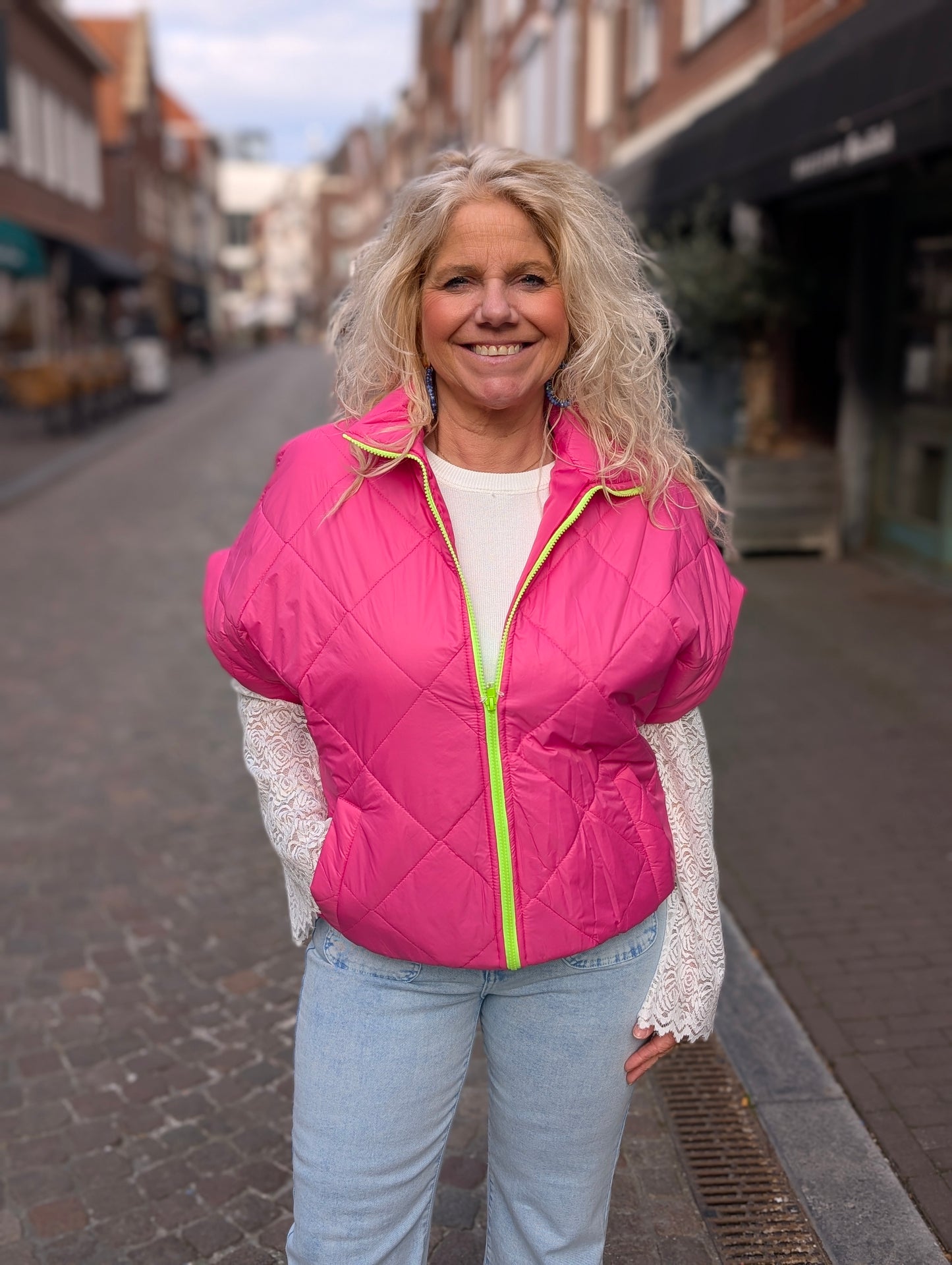 Bodywarmer doorgestikt Wendy - Roze
