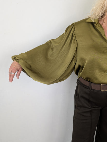 Dana satin look blouse - Pistache