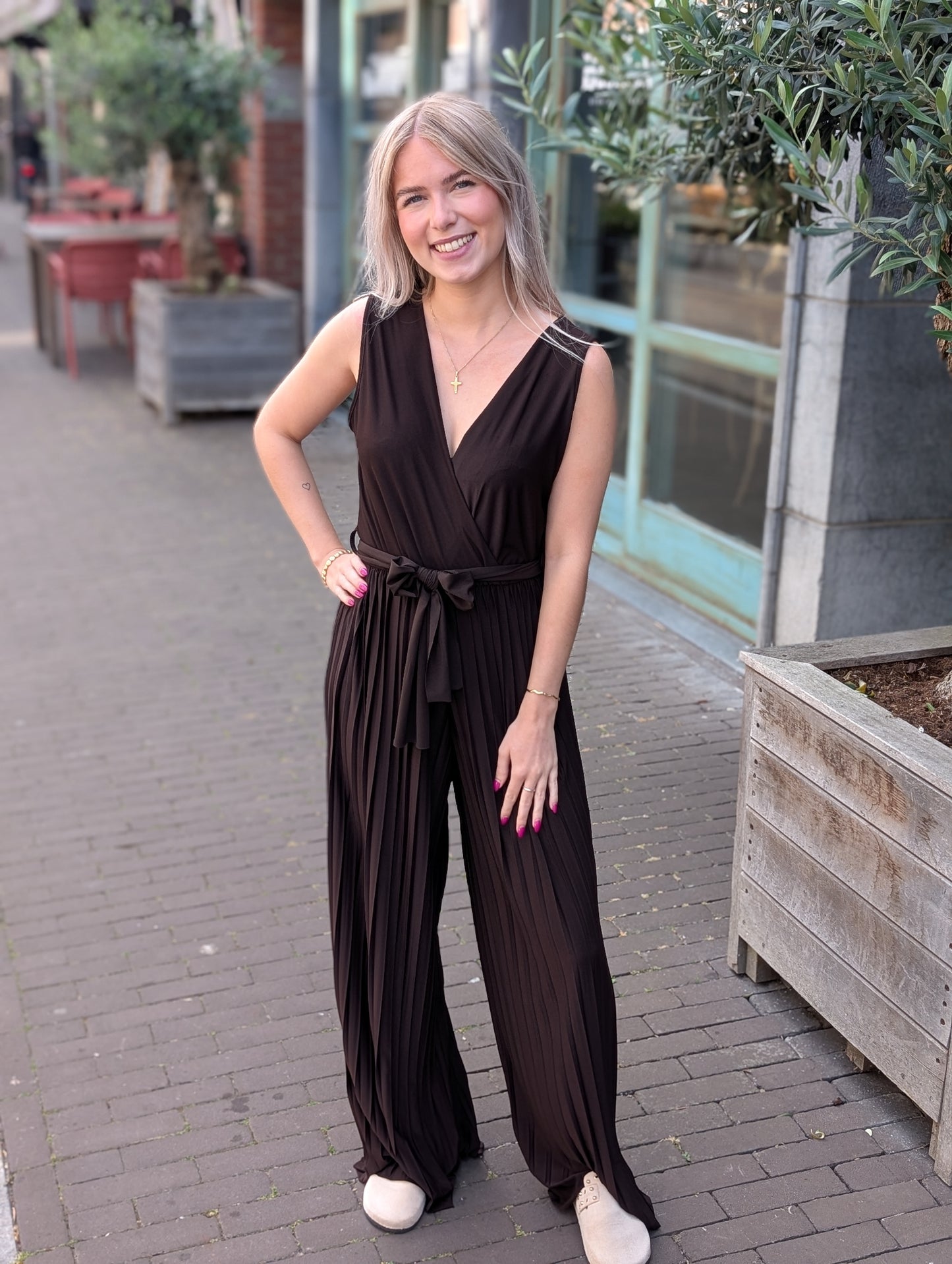 Dany plisee jumpsuite - Bruin