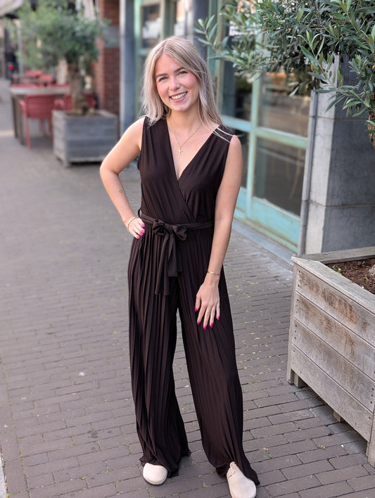 Dany plisee jumpsuite - Bruin