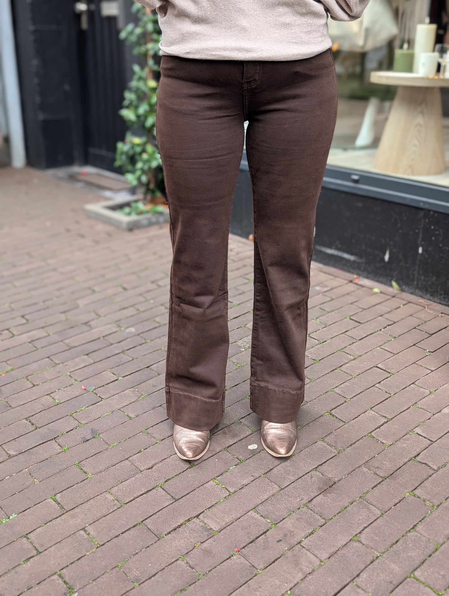 Flared denim Amelia - Donker bruin