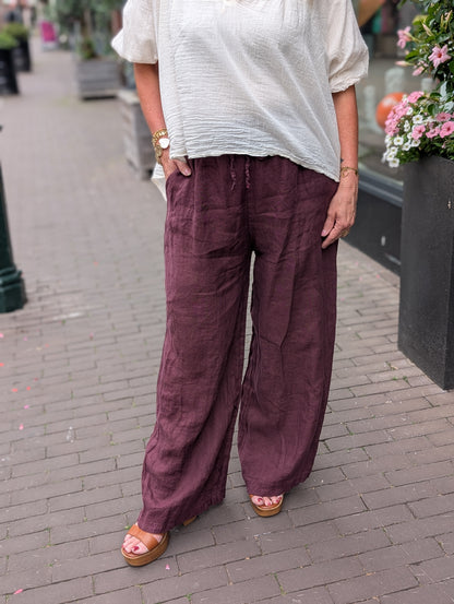 Linnen broek Renske - Bordeaux