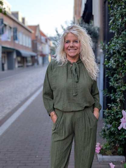 Bibara blouse met strik - Groen