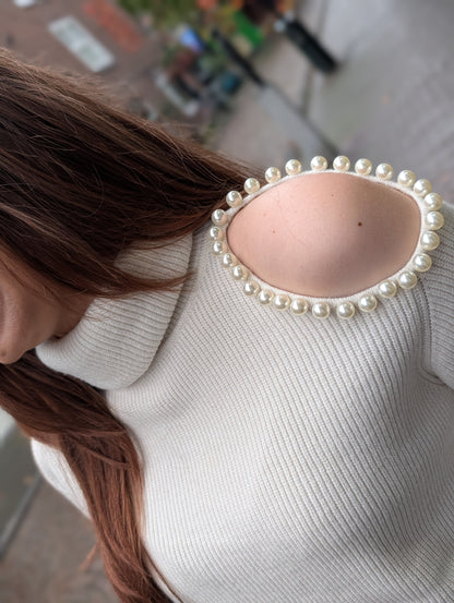 Yara coltrui met parels - Ecru