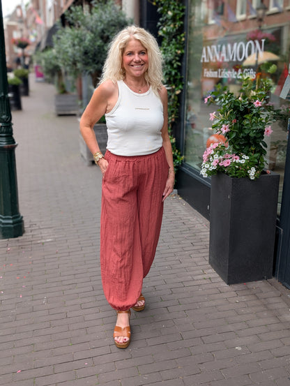 Viscose ballon broek Amy - Brique
