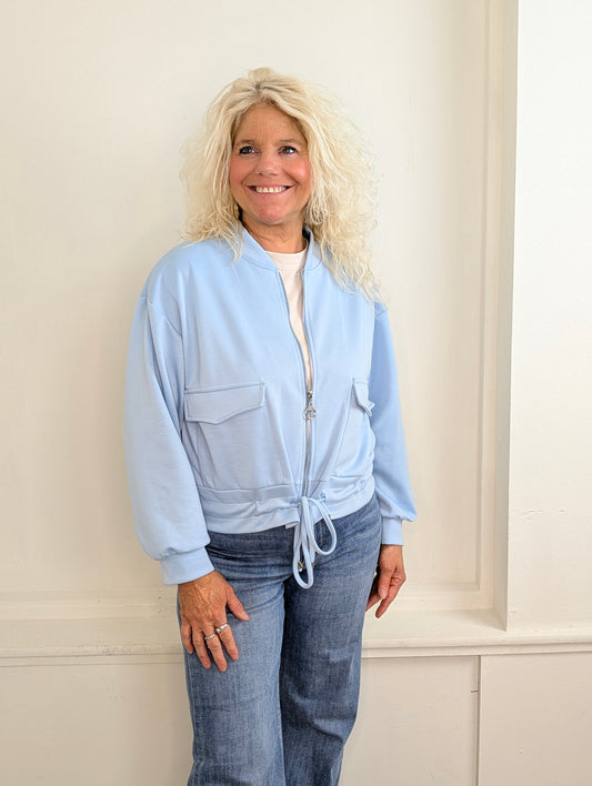Joyan jersey jasje met zakken - Licht blauw