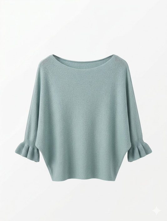 Lola vleermuis ruffle trui - Mint