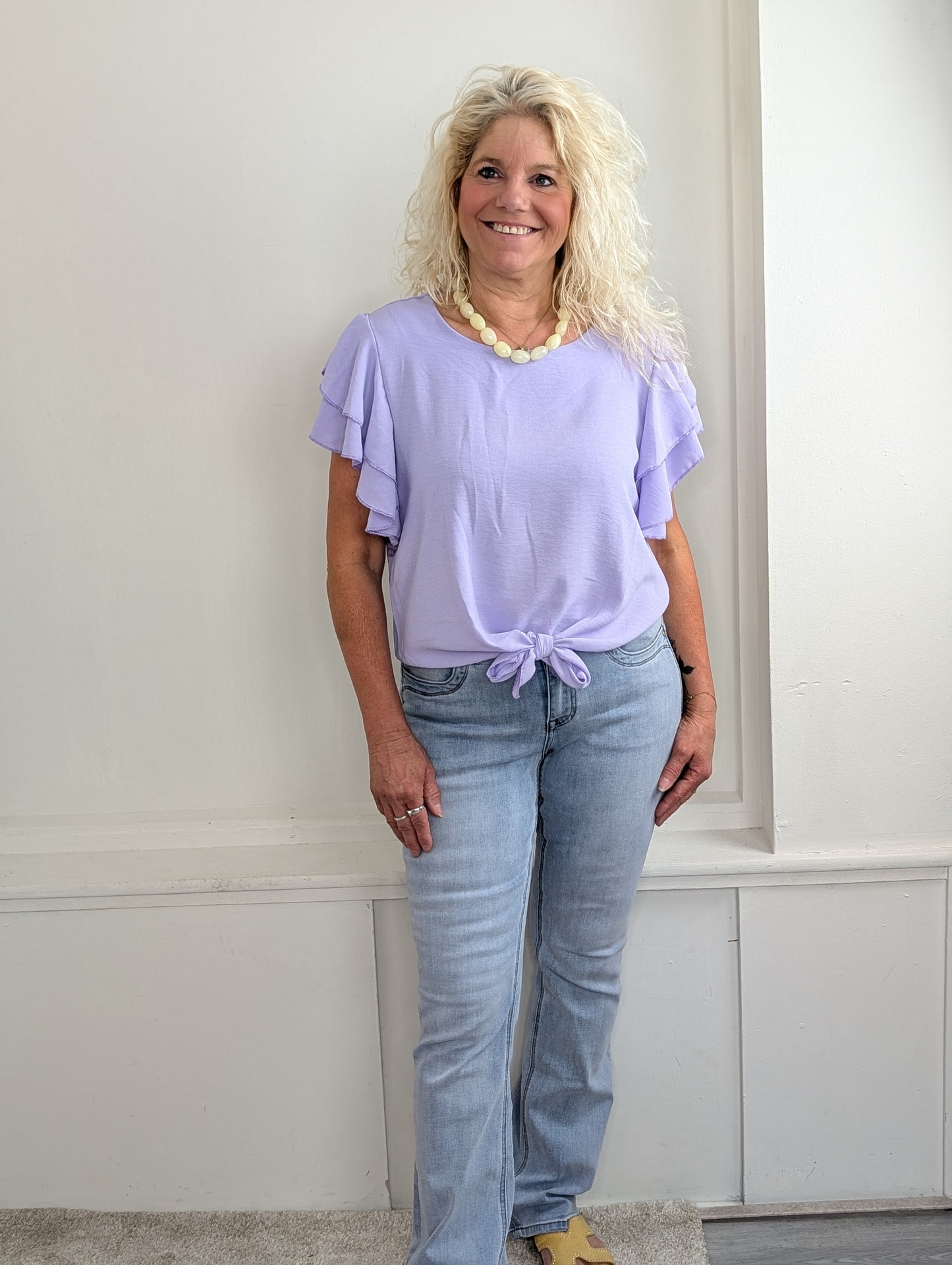 Ruffle strik top - Lila