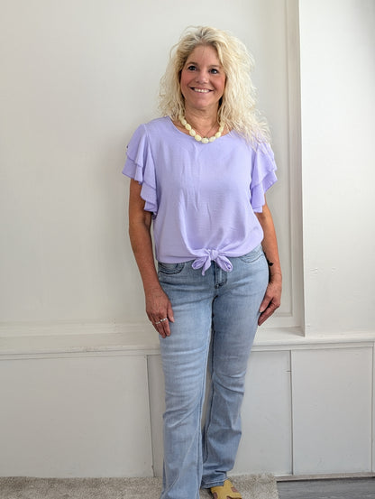 Ruffle strik top - Lila