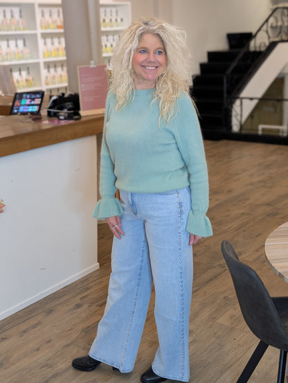 Sache studs wide leg jeans