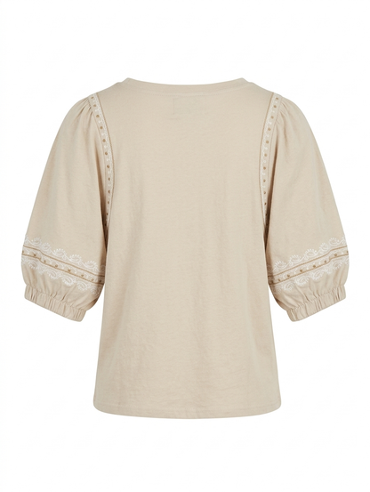 Tess Boho Tee - Beige