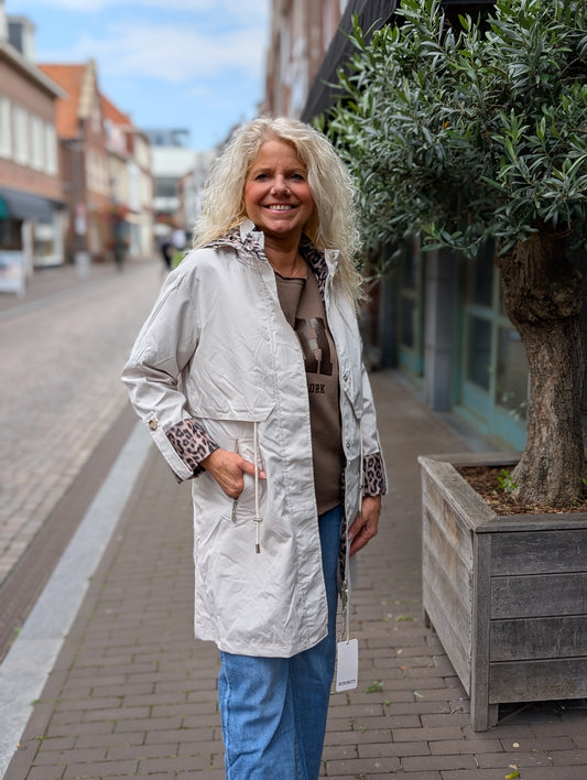 Pamela regenjas - Beige / panter