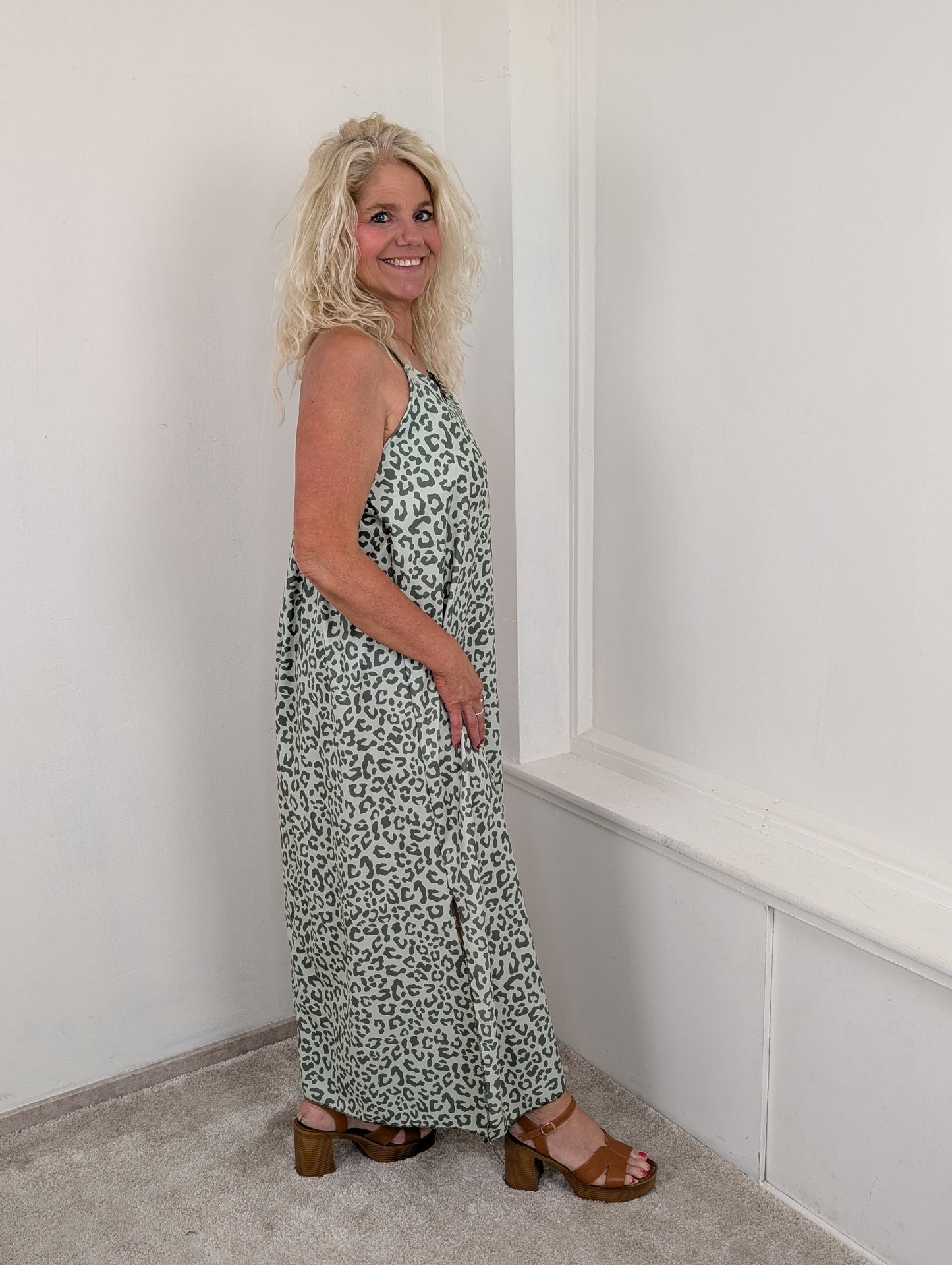 Celeste leopard maxi dress - Groen