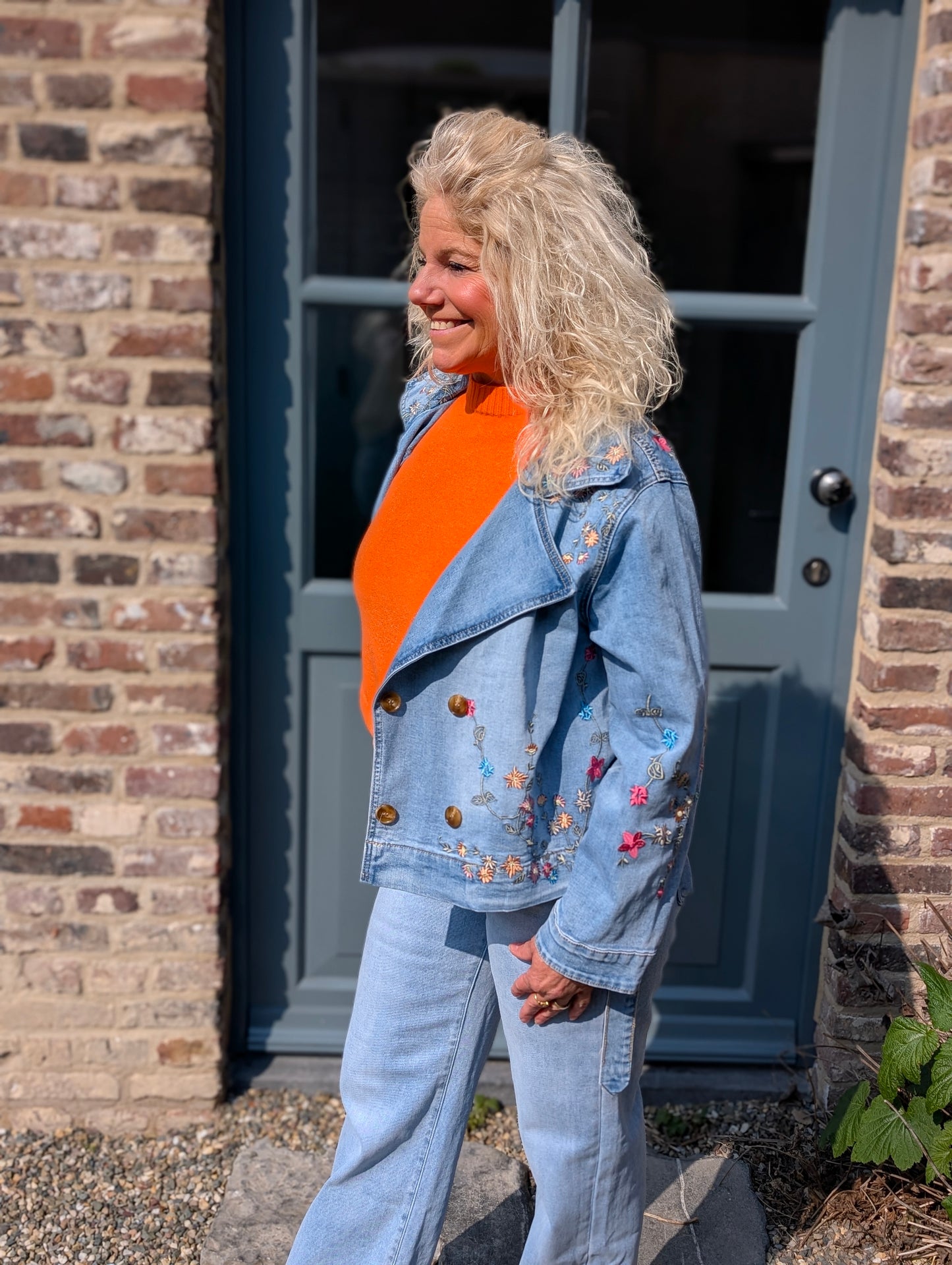 Flower denim jacket - Jeans