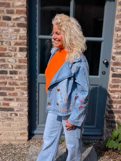 Flower denim jacket - Jeans