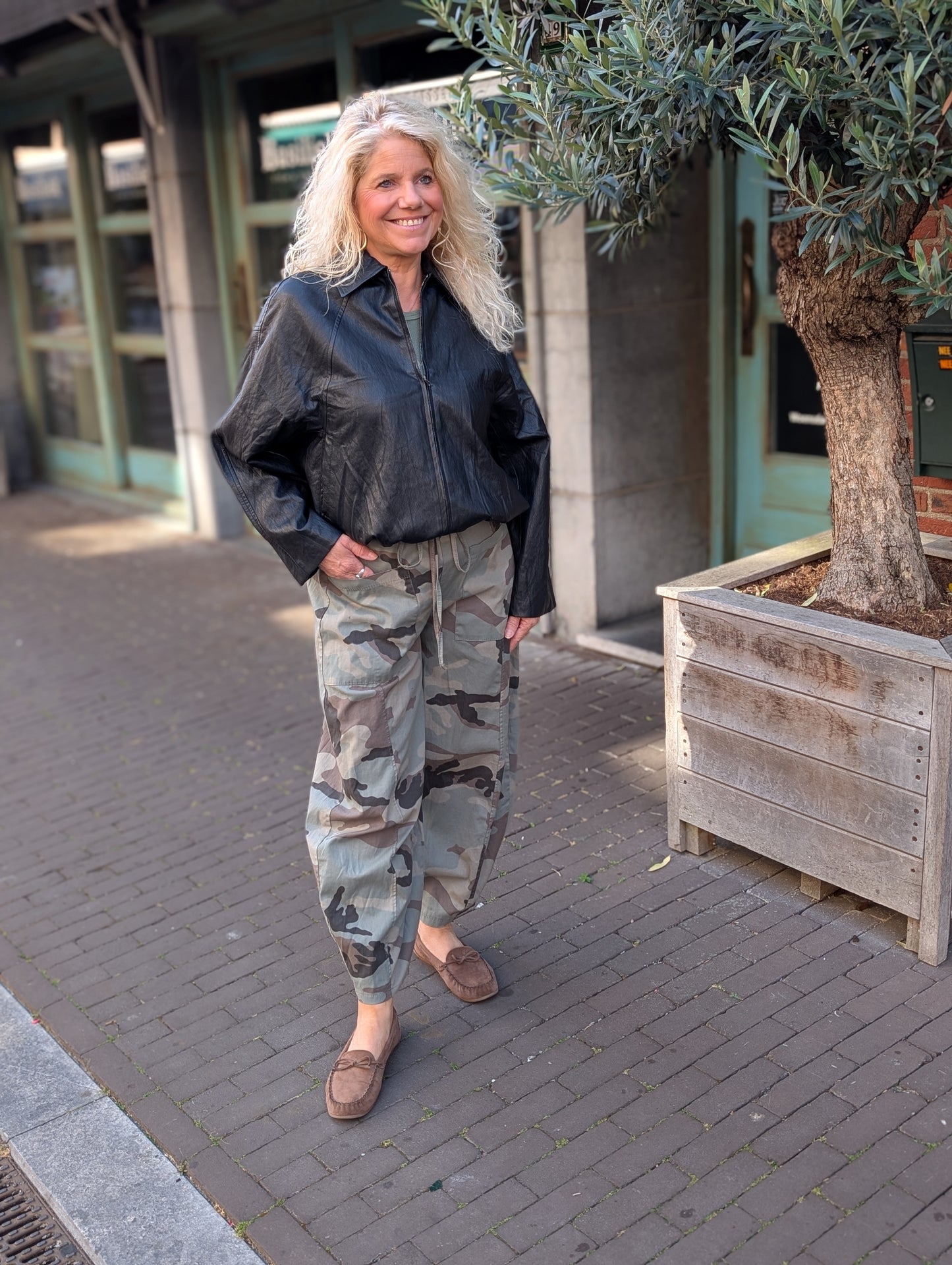 Faux leather bomber jasje - Zwart