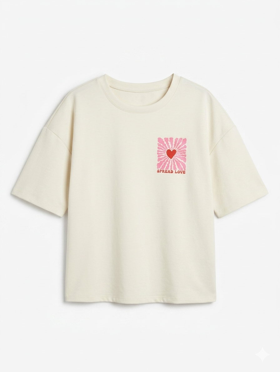 Spread Love Graphic Top – Beige