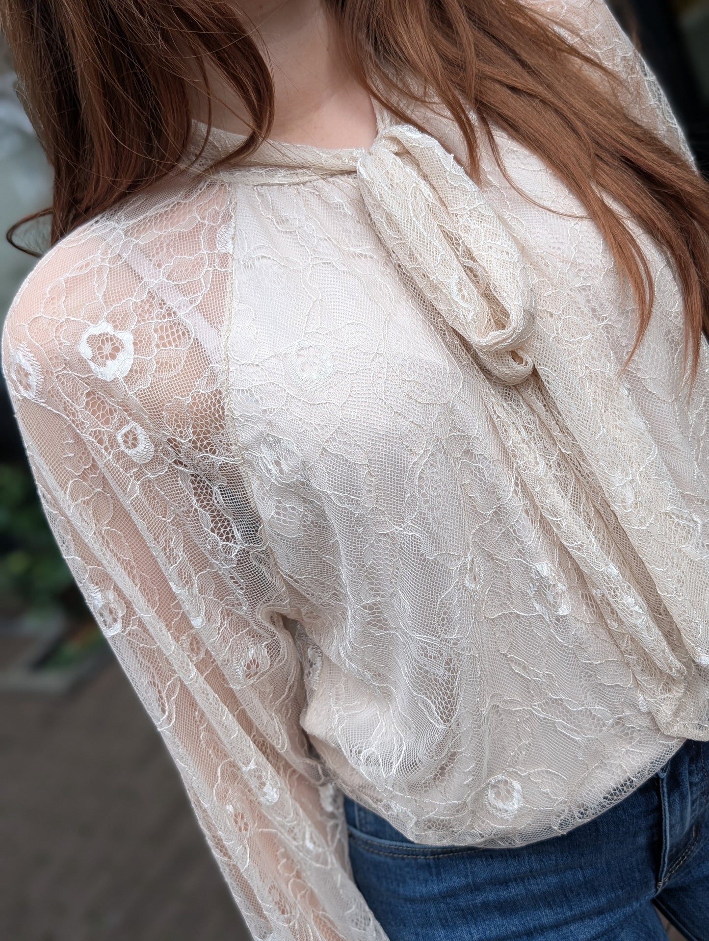 Tes kanten blouse - Beige