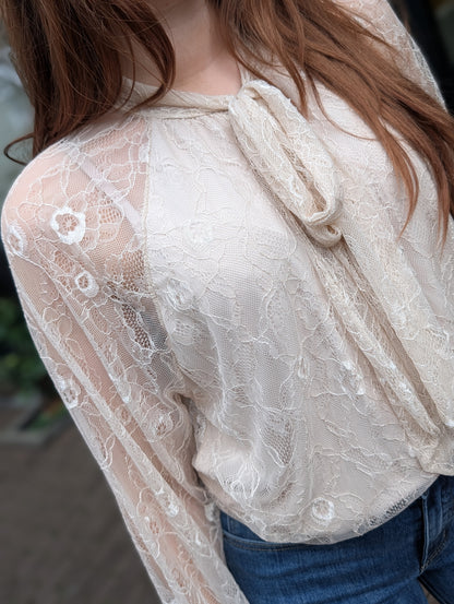 Tes kanten blouse - Beige