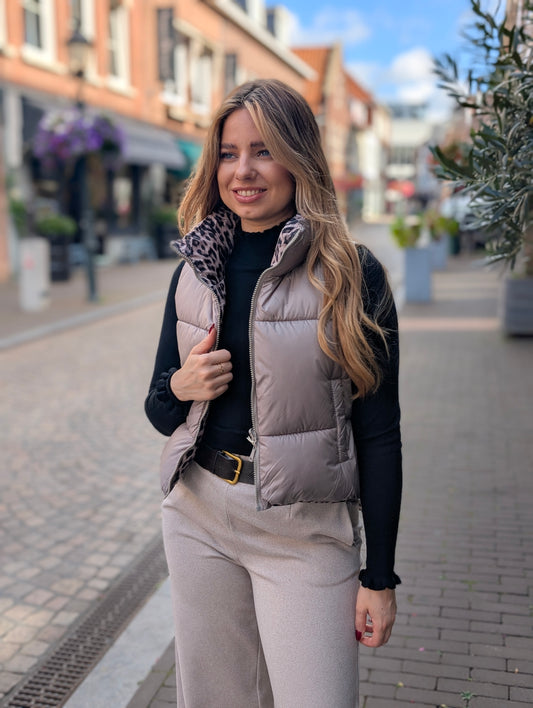 Chels bodywarmer - Taupe/ panter
