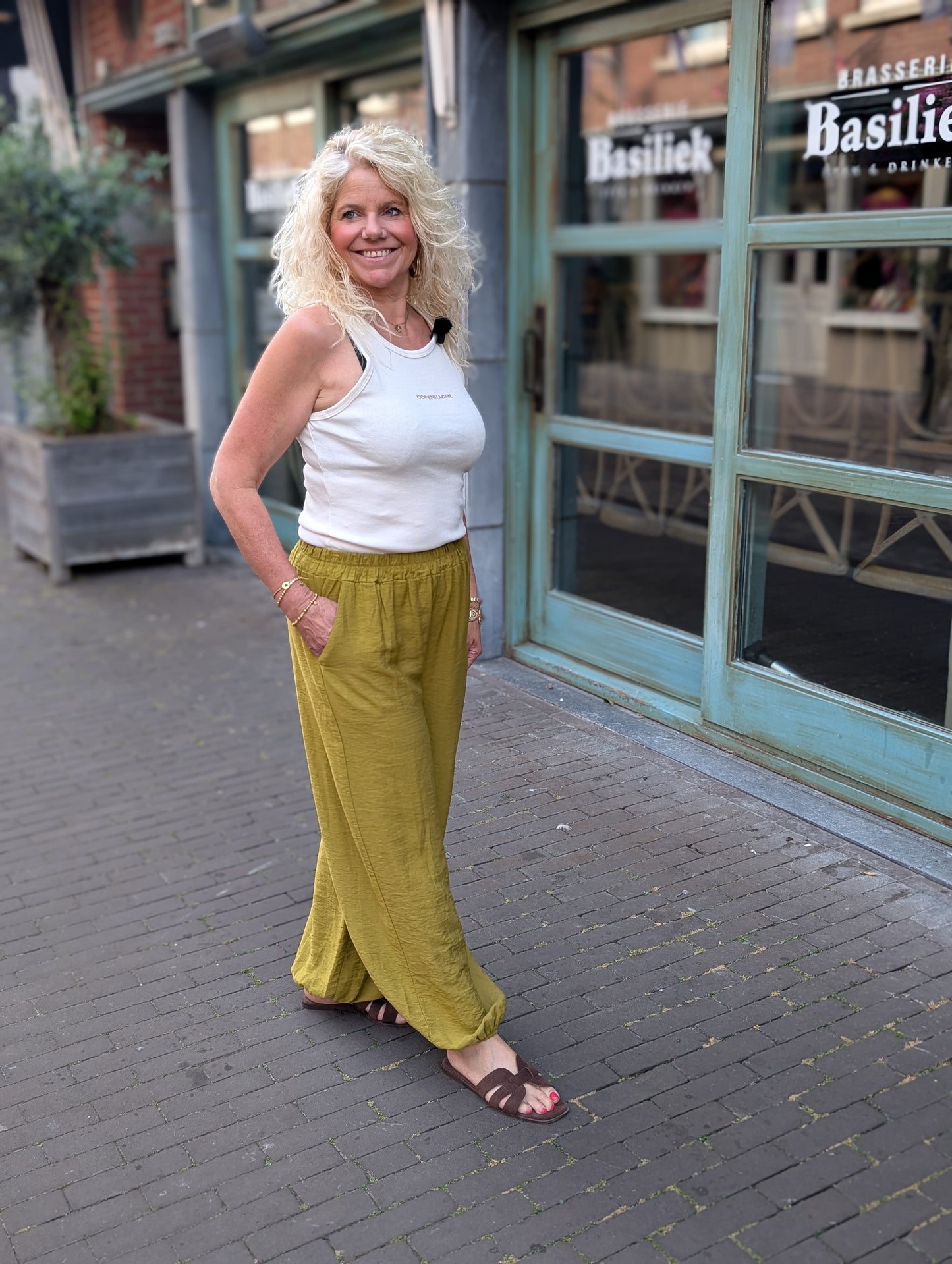 Viscose ballon broek Amy - Pistache