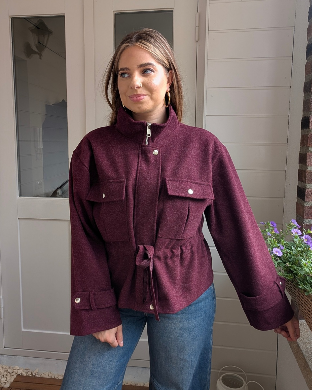 Utility Waist Jacket - Bordeaux