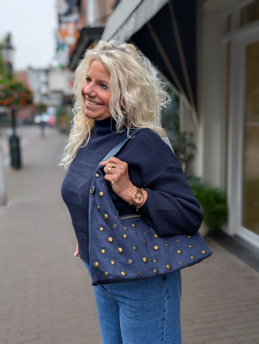 Moon tas met studs - Blauw