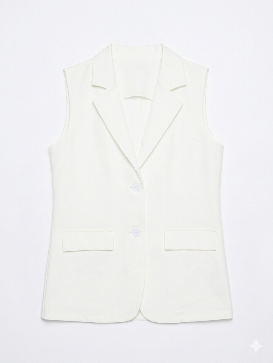 Gestreepte Demi gilet - Wit