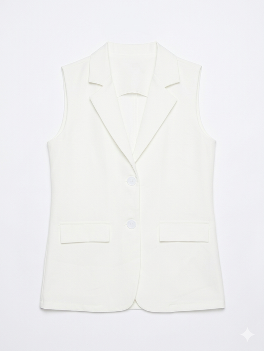 Gestreepte Demi gilet - Wit