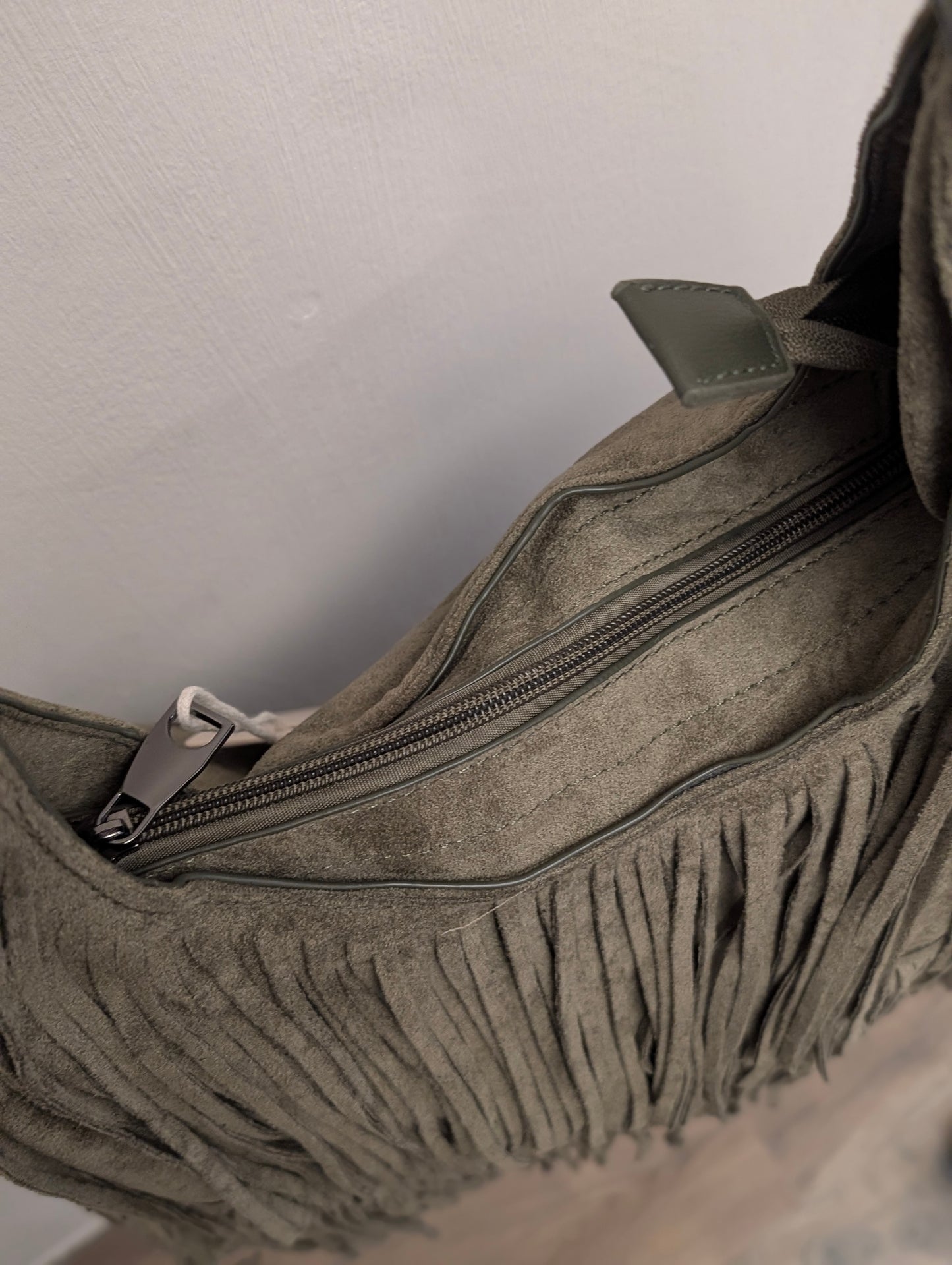 Faux Suède Fringe Bag - Groen