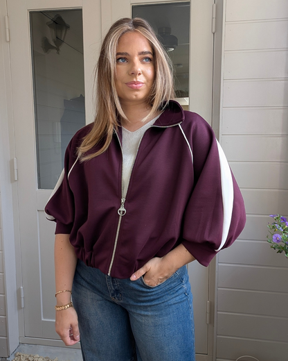 Jace Sporty Jersey Jacket - Burgundy