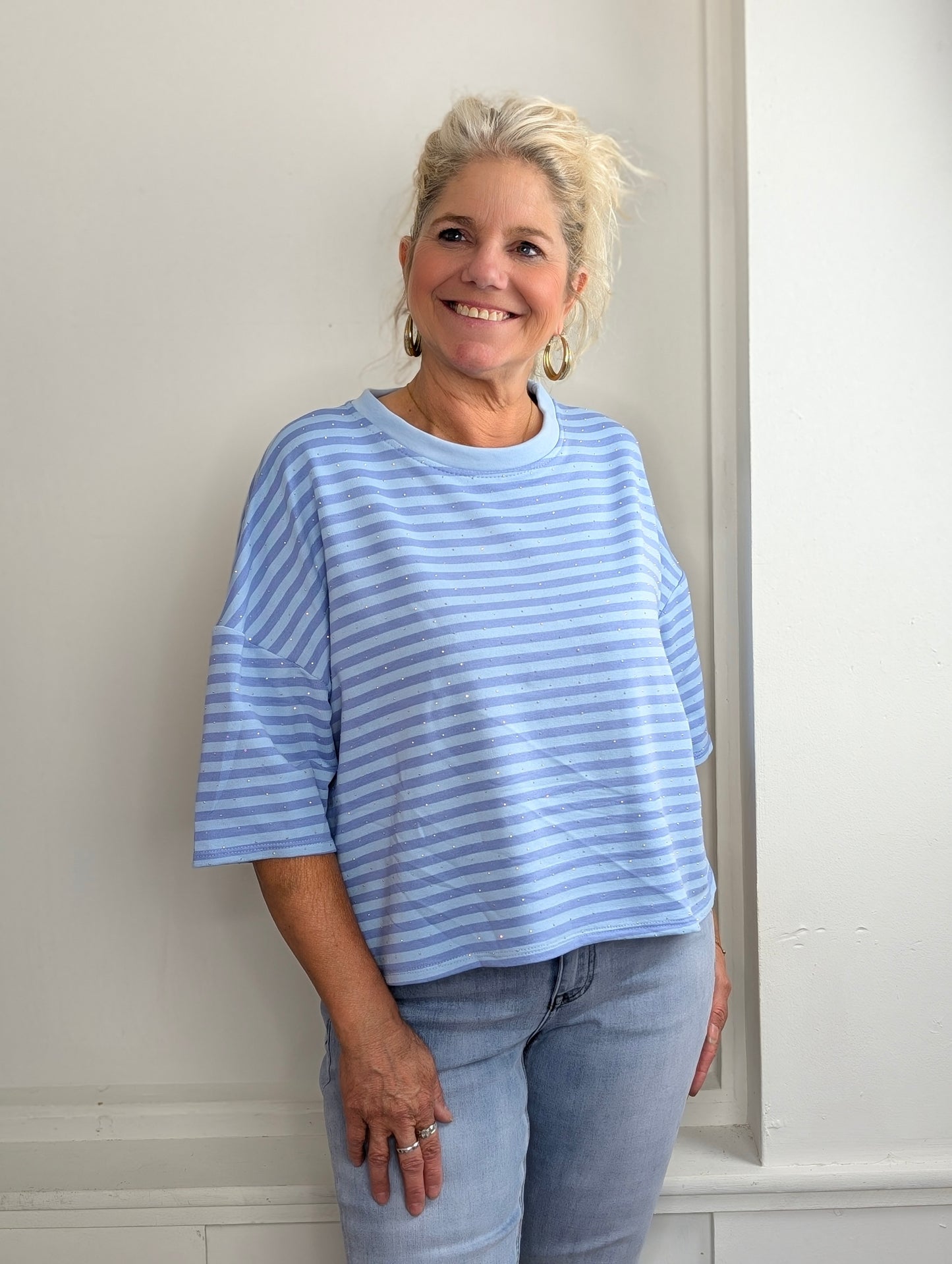 Gestreept shirt shimmer - Blauw / lichtblauw