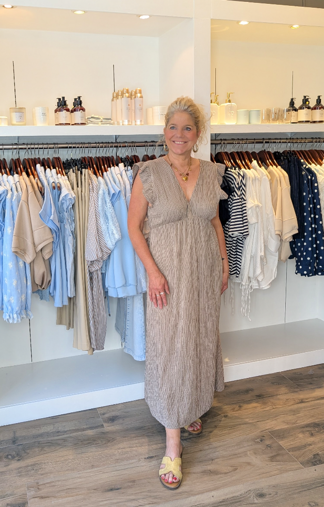 Barbara streep strand jurk - Sand / bruin