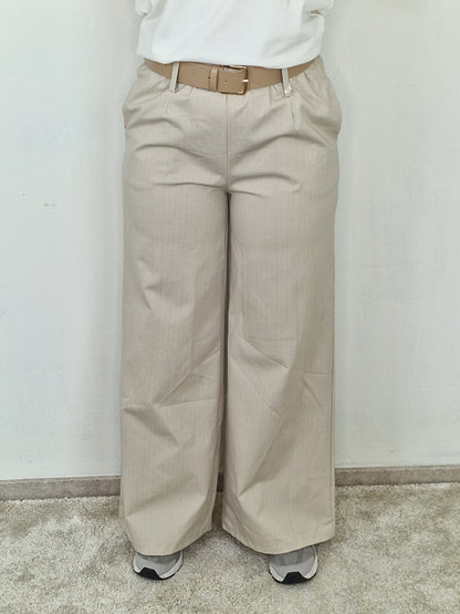 Janneke wide leg pantalon met riem - Beige
