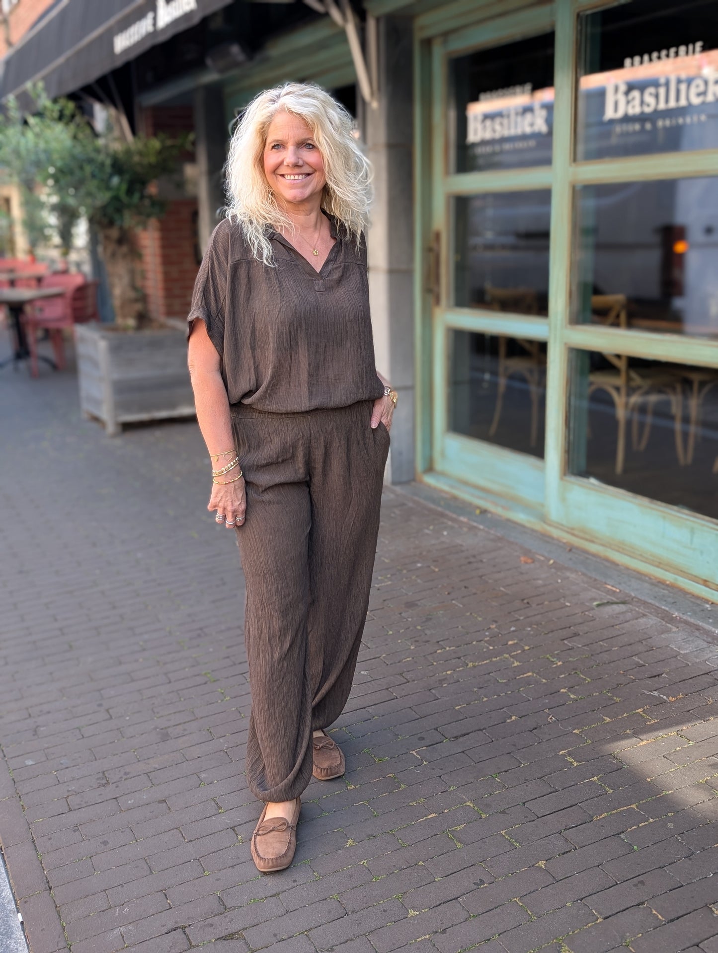 Blouse korte mouw Bibara - Bruin