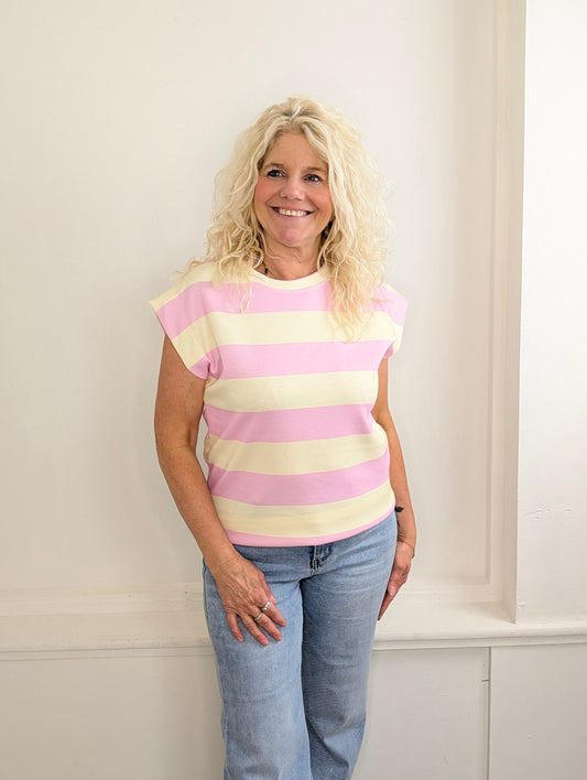 Striped top Sunset - Geel/Roze