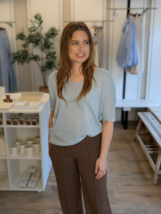 Sierra shirt gouden lurex - Lichtblauw