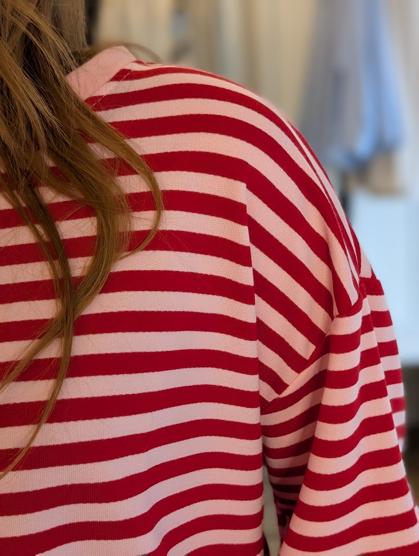 Jayne streep sweatshirt - Roze/ rood