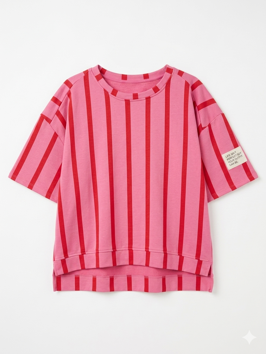 Striped Candy Oversized Sweater – Roze/Rood