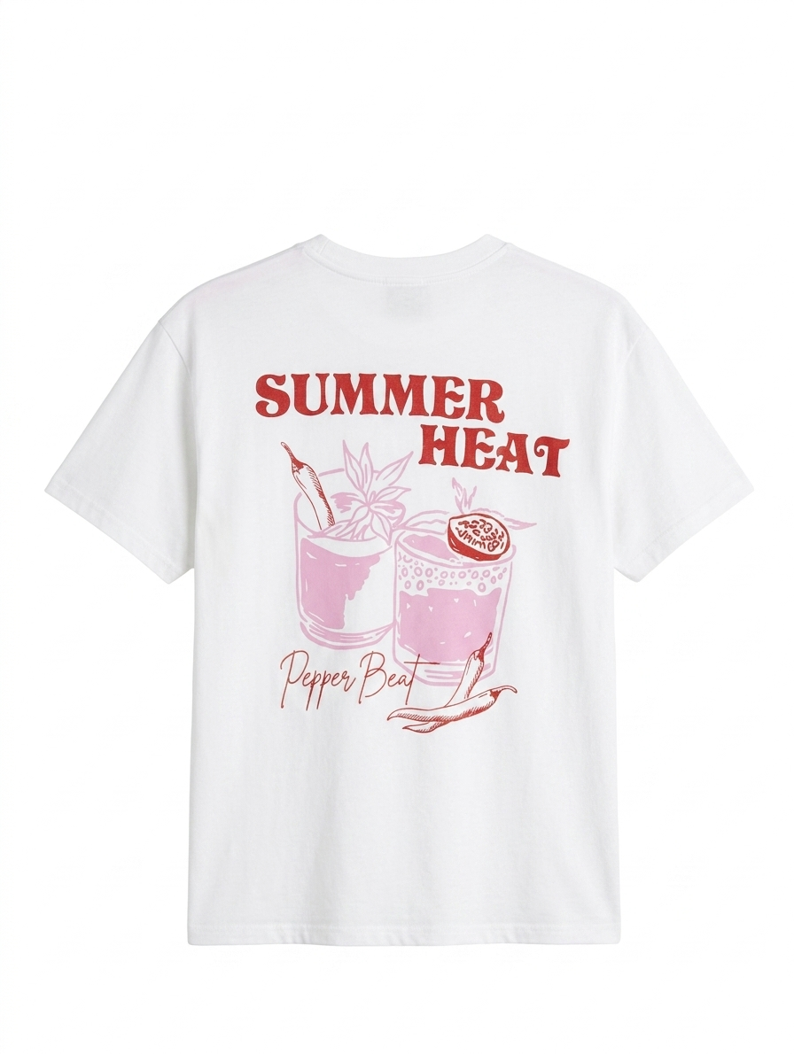T-shirt summer heat pepper beat - Wit