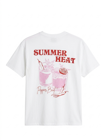 T-shirt summer heat pepper beat - Wit