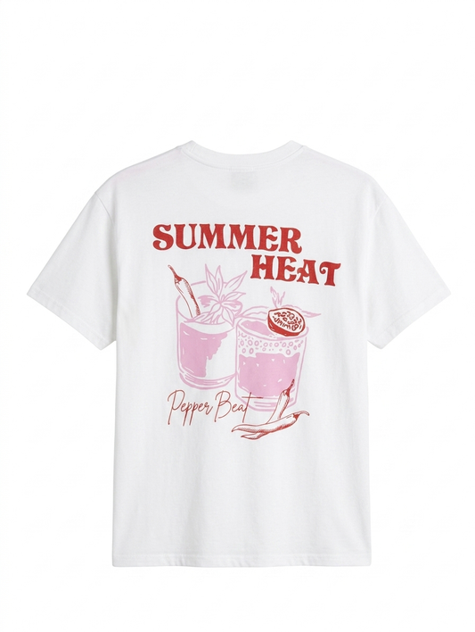 T-shirt summer heat pepper beat - Wit