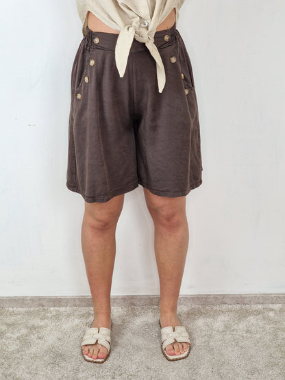 Tencel Short knopen Nora - Donkerbruin