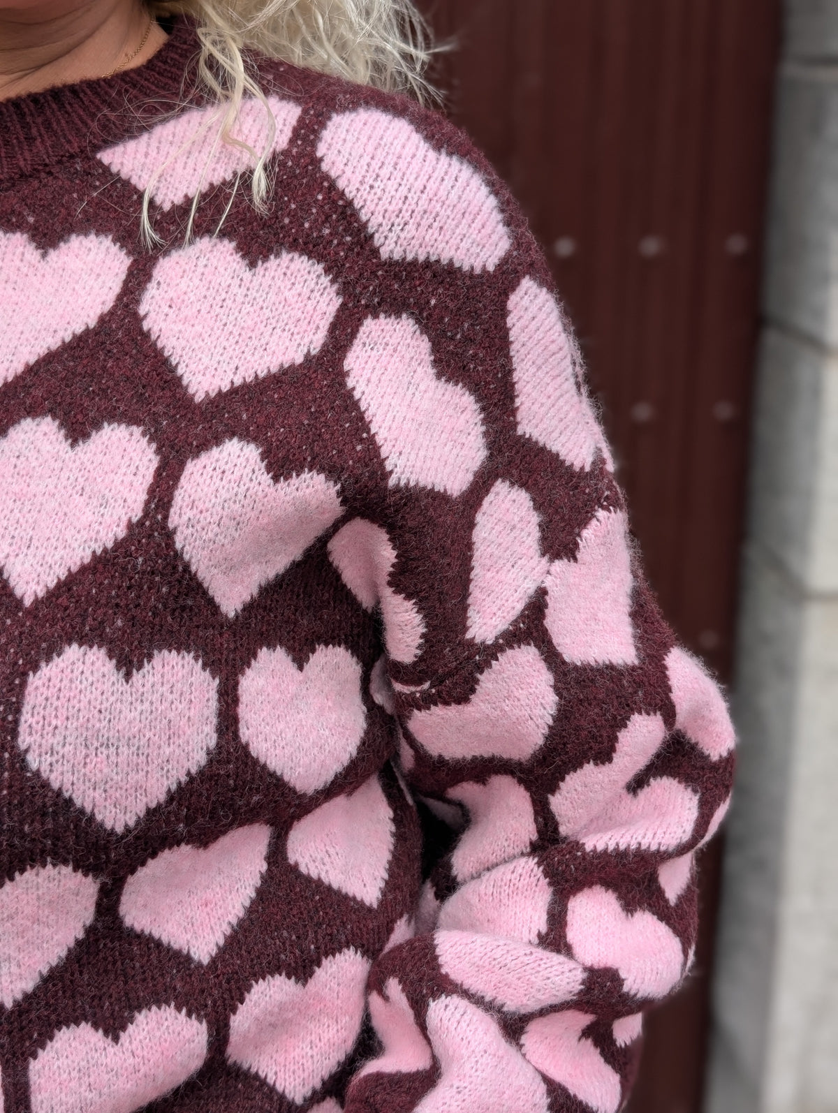 Sweetheart trui - Bordeaux/Roze