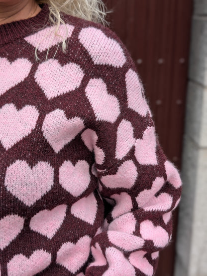 Sweetheart trui - Bordeaux/Roze