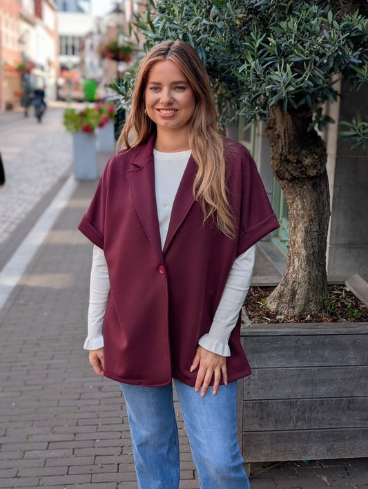 Jersey vest korte mouwen Renske - Bordeauxrood